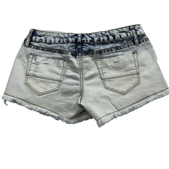 L'Amour by Nanette Lapore Denim Shorts Jr Size 7 Acid Wash Studded Embellished - Picture 5 of 9